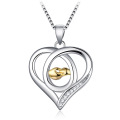 Cadeau de fête des mères en argent sterling 925 fermoir mains maman fils bijoux en argent pendentif coeur cadeau fête des mères 2021